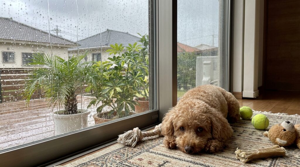 沖縄の梅雨、犬もけっこうヒマしてない？