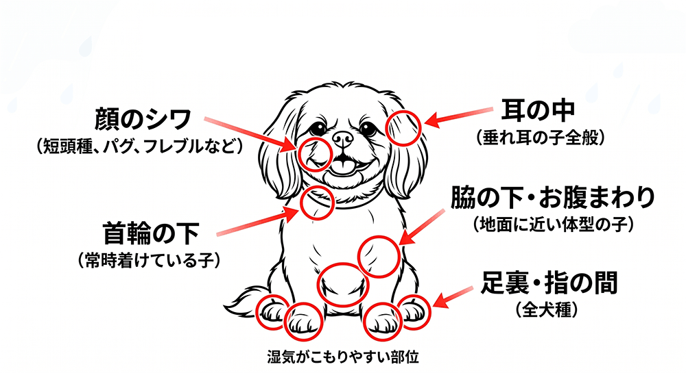 特に湿気がこもりやすい「要注意スポット」